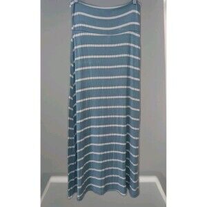 PROMESA STRIPED LONG Maxi Skirt Teal And White Women's Size Large